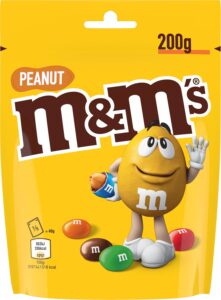 Sachet jaune de M&M's Peanut de 200 g, friandises à empiler pour les défis d'une soirée entre amis