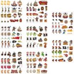 Planches d'autocollants pirates : moussaillons, galions, perroquets, coffres et drapeaux à tête de mort
