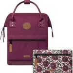 Sac à dos Cabaia bordeaux et sa pochette à motifs coquelicots, look rentrée au lycée