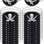 Lot de cache-œil noirs à tête de mort et sabres croisés, à distribuer aux invités d'une fête pirate