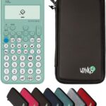Calculatrice Casio Classwiz vert d'eau avec housse de protection, conforme au programme du collège