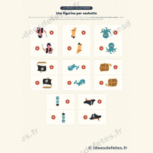 Chasse au trésor pirate à imprimer : la troupe de figurines à découper et à plier