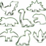 Huit emporte-pièces en inox en forme de dinosaures, oeuf et empreinte pour biscuits de fête