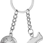 Porte-clés métal ballon de foot et crampon, idée cadeau pour un collégien passionné