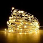 Guirlande lumineuse à micro-LED blanc chaud enroulée sur fil argenté, éclairage doux pour une soirée