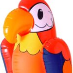 Perroquet gonflable orange et bleu, accessoire de déguisement pour un anniversaire pirate
