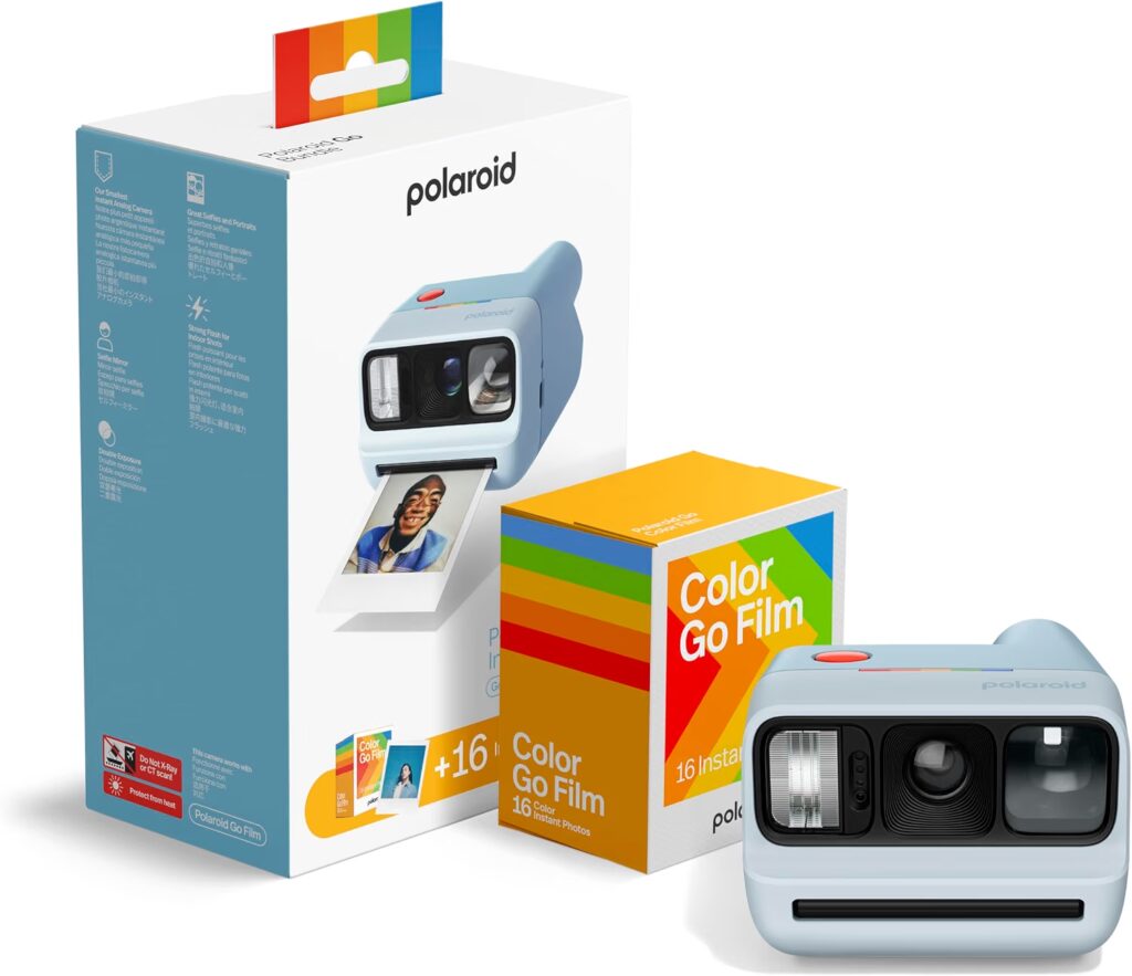 Appareil photo instantané Polaroid Go Gen 3 bleu clair et films couleur, pour garder un souvenir du color hunting