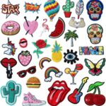 Écussons thermocollants variés, licorne, arc-en-ciel et guitare, pour personnaliser une trousse