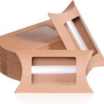 Mini-coffrets berlingots en papier kraft à fenêtre transparente, pour présenter les dragées d'un baptême bohème
