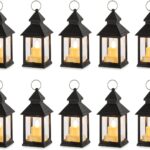 Lanternes noires style ancien avec bougies LED pour créer une lumière tamisée et mystérieuse pendant la soirée