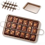 Moule à brownies couleur bronze avec grille de découpe intégrée pour un dessert de crémaillère facile à partager