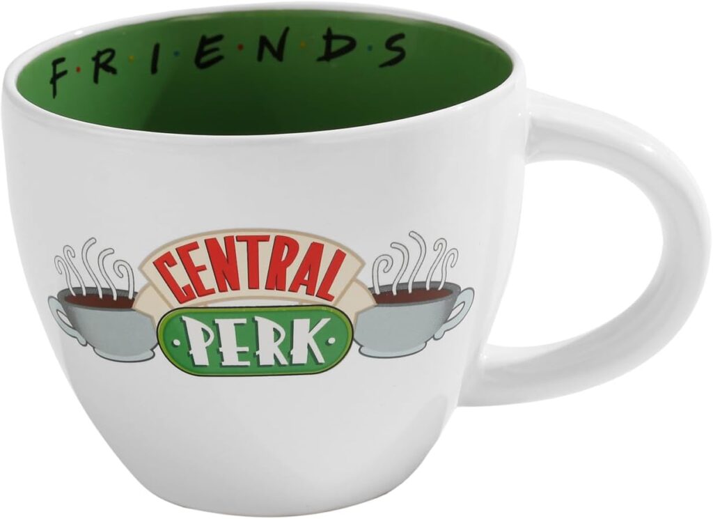 Mug Central Perk de la série Friends, blanc avec l'intérieur vert