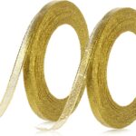 Deux rouleaux de ruban doré pailleté, pour enrouler et attacher les lettres de Poudlard des invités