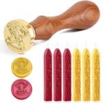 Tampon de cire au blason de Poudlard avec bâtons de cire rouge et dorée, pour cacheter les invitations de sorcier