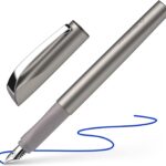 Stylo plume argenté à encre bleue, pour rédiger à la main les lettres de Poudlard d'un anniversaire Harry Potter