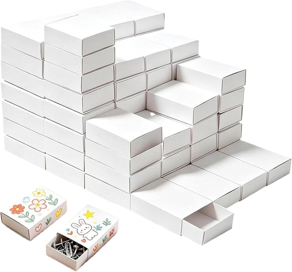 Lot de petites boîtes d'allumettes blanches vierges à décorer pour fabriquer un calendrier de l'Avent miniature