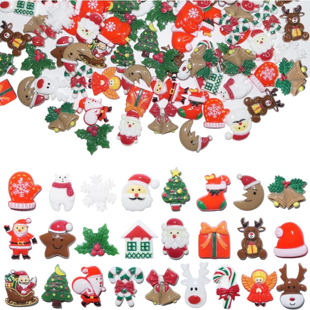 Lot de petites figurines de Noël en résine : Père Noël, renne, sapin, bonhomme de neige, à cacher dans le calendrier